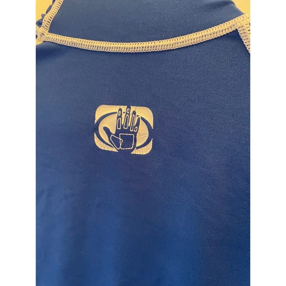 Body Glove Mens Rash Guard Blue Short Sleeve Mock Neck Sun Protection Size L - Picture 5 of 7